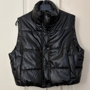 DELUC Faux Leather puffer vest